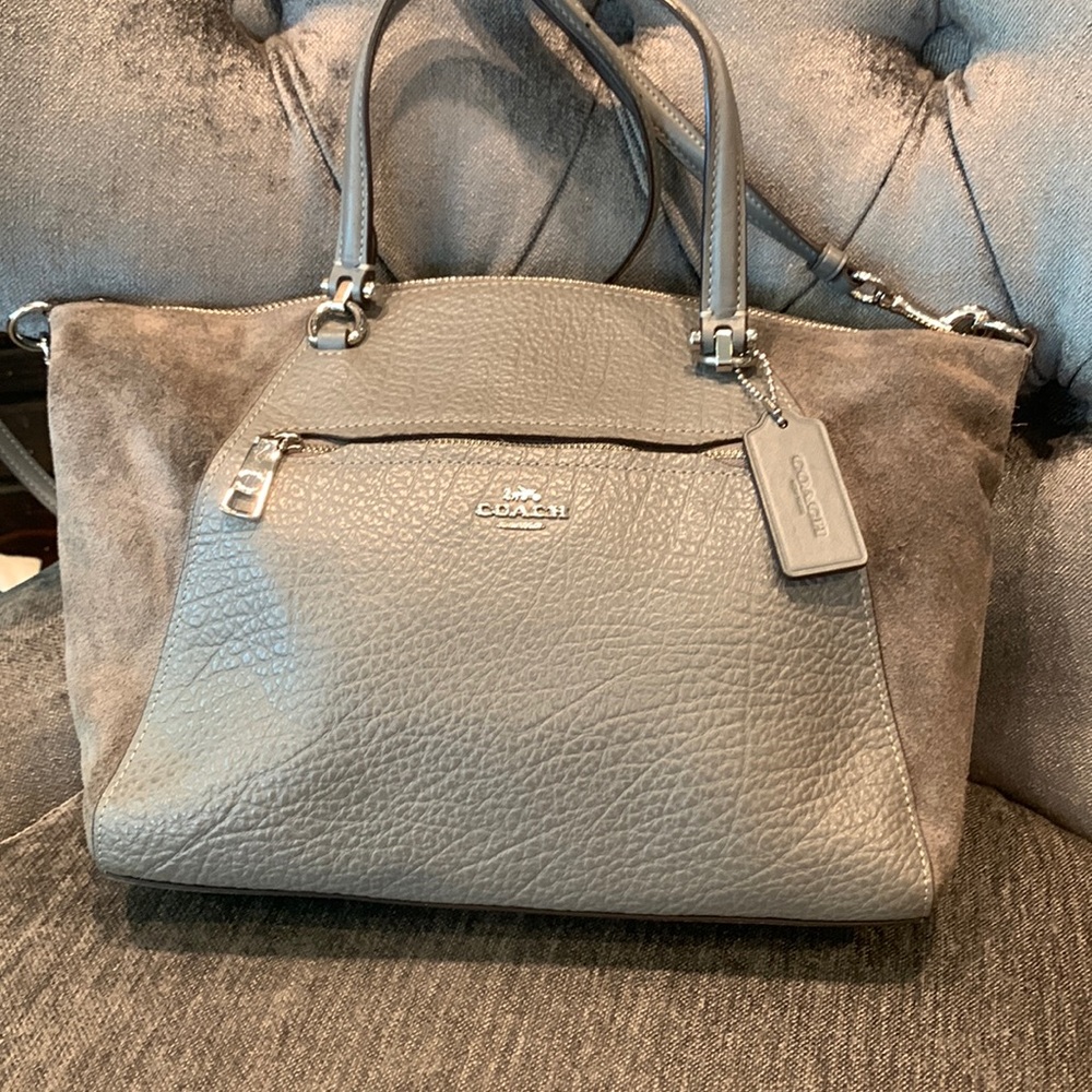 Classic suede and leather soft grey COACH purse